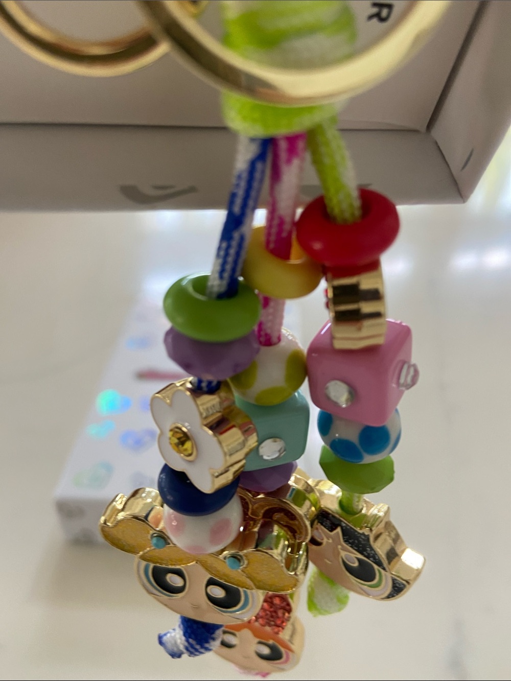 BaubleBar Pink & Multicolor Powerpuff Girls Beaded Keychain Charm - Picture 7 of 14